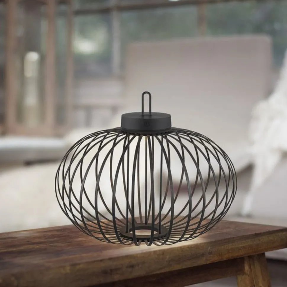 LED Akku Tischlampe IP44 Schwarz dimmbar Touch 37 cm