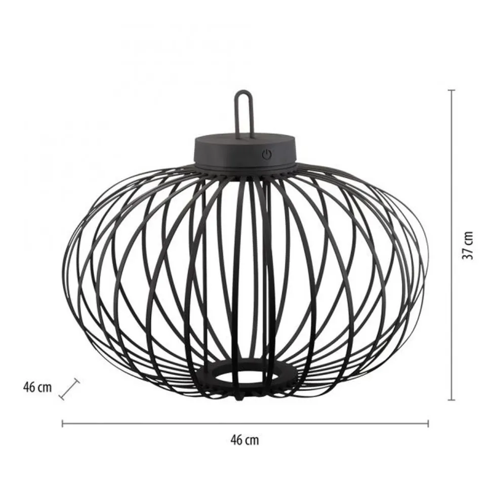 LED Akku Tischlampe IP44 Schwarz dimmbar Touch 37 cm