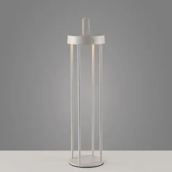 LED Akku Tischlampe Metall dimmbar IP44 2700 K Greige