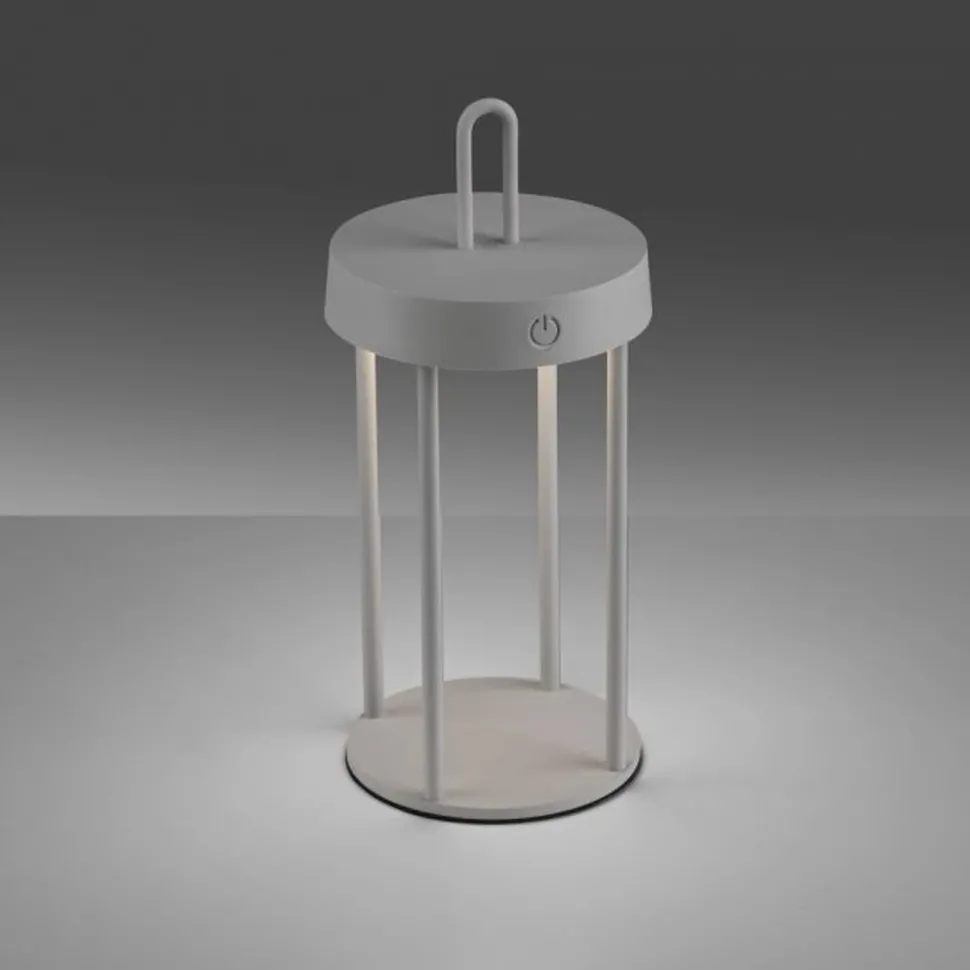 LED Akku Tischleuchte Aluminium dimmbar IP44 2 W Greige