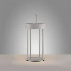 LED Akku Tischleuchte Aluminium dimmbar IP44 2 W Greige