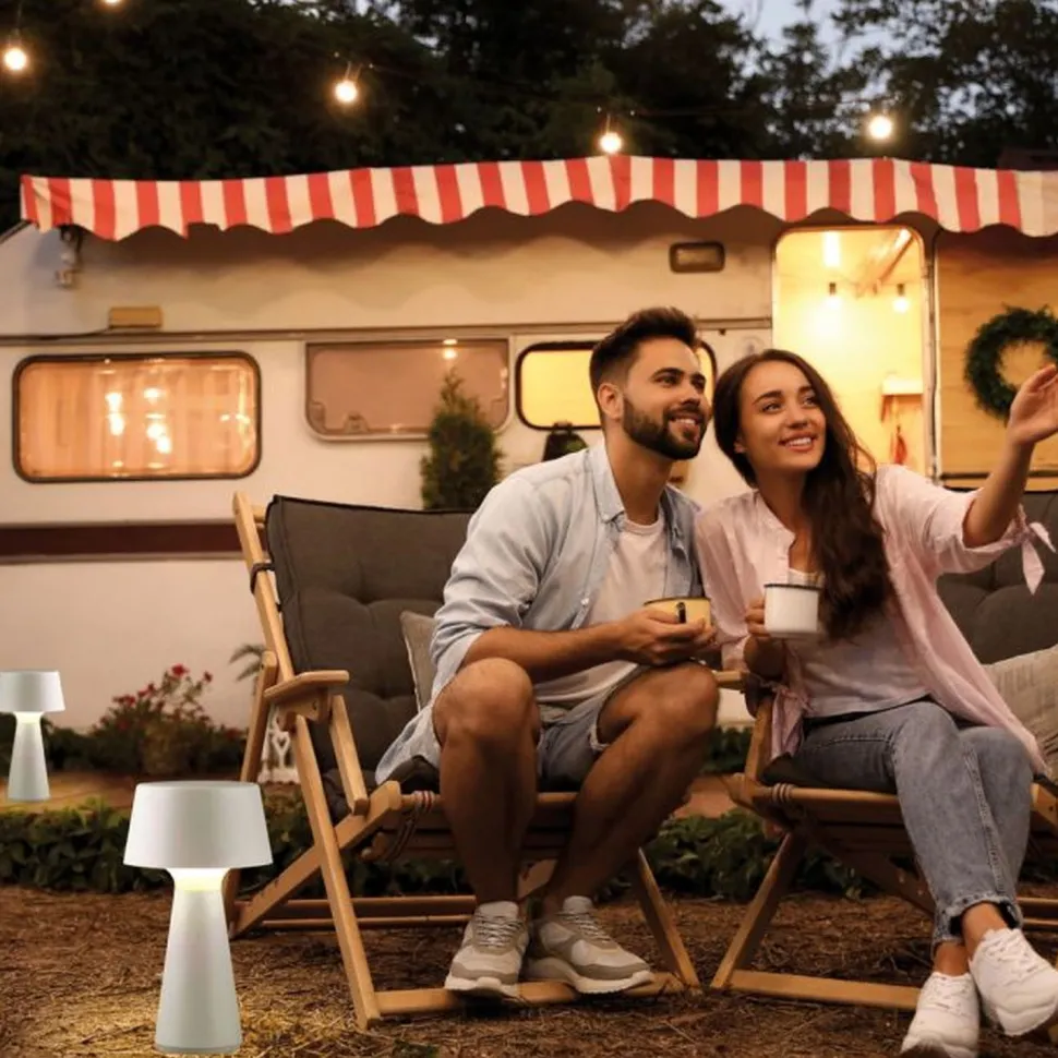 LED Akku Tischleuchte dimmbar Touch IP54 Weiß 28,9 cm