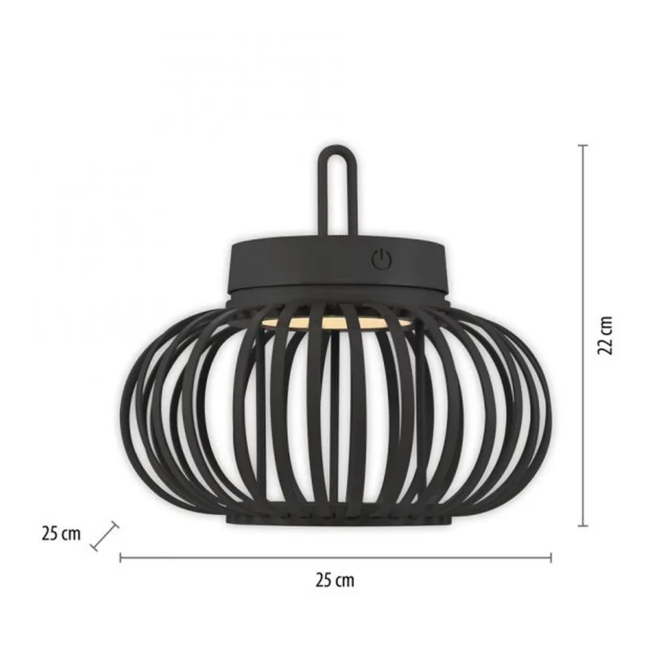 LED Akku Tischleuchte dimmbar 22 cm IP44 2 W Schwarz