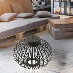 LED Akku Tischleuchte IP44 Schwarz Dimmer Touch 33 cm