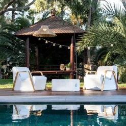 LED Außenlampe Akku 155 cm 2-in-1 IP54 Seegras Metall