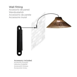 LED Außenlampe Akku 155 cm 2-in-1 IP54 Seegras Metall