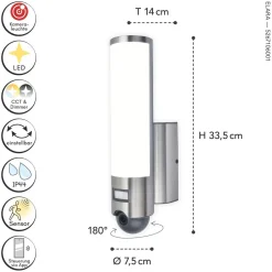 LED Außenlampe Bewegungsmelder Edelstahl IP44 dimmbar