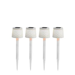 LED Außenlampe Erdspieß 4er Set Weiß Solar H: 39 cm