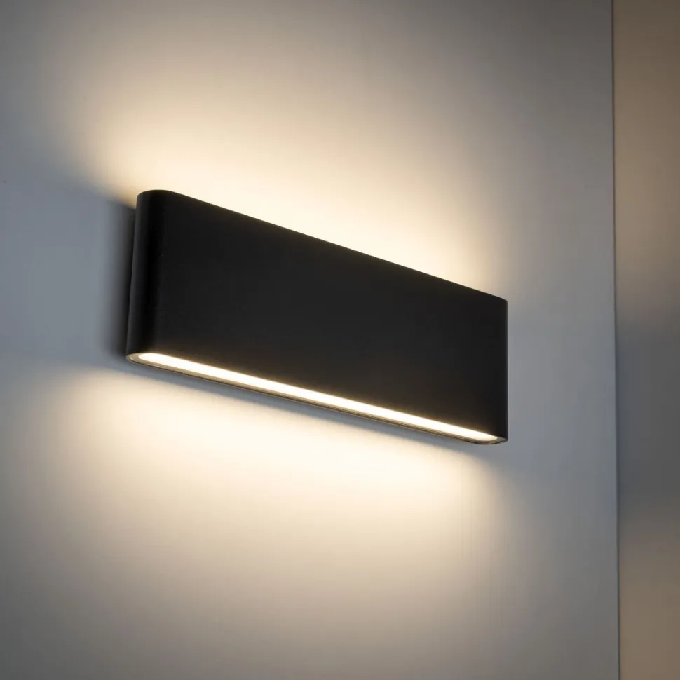 LED Außenlampe Wand Metall Schwarz 30 cm IP54 Up Down
