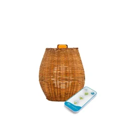 LED Außenleuchte Akku Rattan H: 24,5 cm kabellos dimmbar