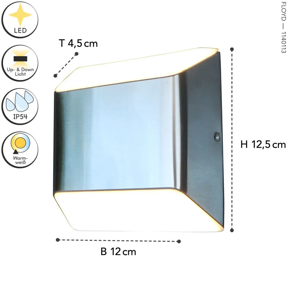 LED Außenleuchte Edelstahl IP54 H:12,4 cm 7 W Up Down