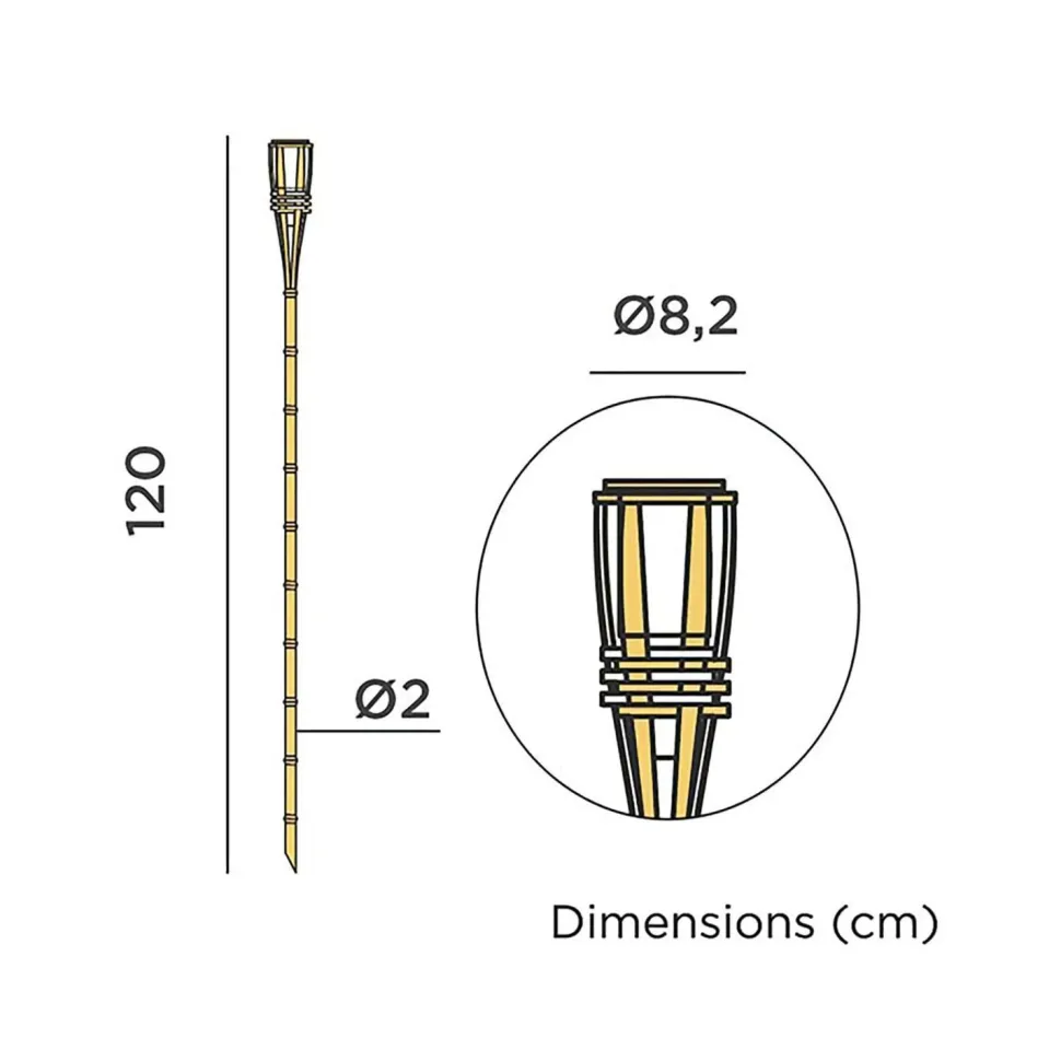 LED Außenleuchte Fackel Erdspieß Solar 120 cm hoch Bambus IP44