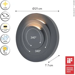 LED Außenleuchte Wand Aluminium B:21 cm IP54 600 lm 6 W