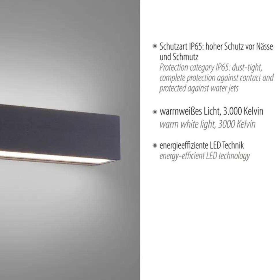 LED Außenleuchte Wand Aluminium B:25 cm IP65 Up & Down