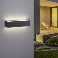 LED Außenleuchte Wand Aluminium B:25 cm IP65 Up & Down