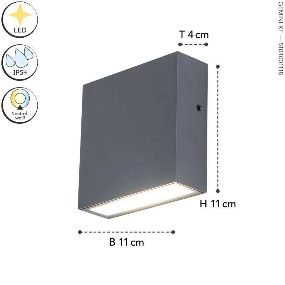 LED Außenleuchte Wand Anthrazit IP54 4000 K Up Down