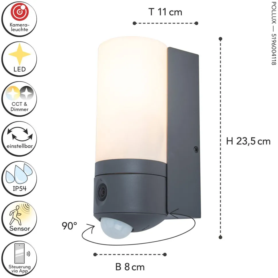 LED Außenleuchte Wand Bewegungssensor IP44 2700-6500 K
