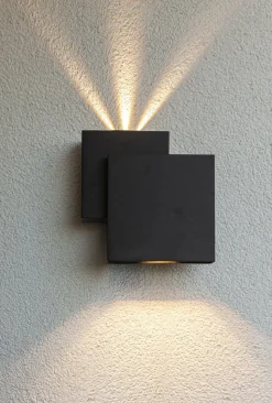 LED Außenleuchte Wand Up Down IP44 B:19,5 cm Schwarz