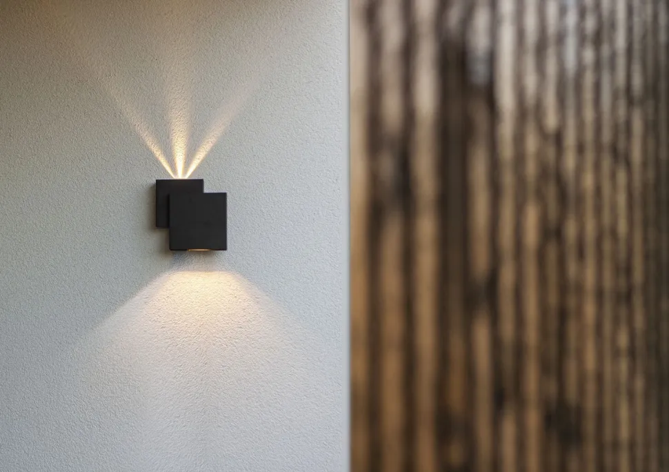 LED Außenleuchte Wand Up Down IP44 B:19,5 cm Schwarz