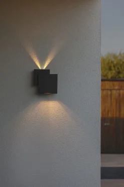 LED Außenleuchte Wand Up Down IP44 B:19,5 cm Schwarz