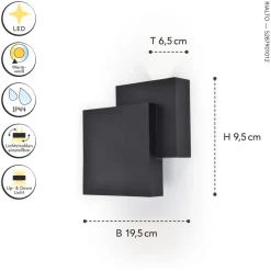 LED Außenleuchte Wand Up Down IP44 B:19,5 cm Schwarz