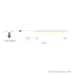 LED Außenlichterkette mit Stecker IP44 Transparent 4,5m 2700K