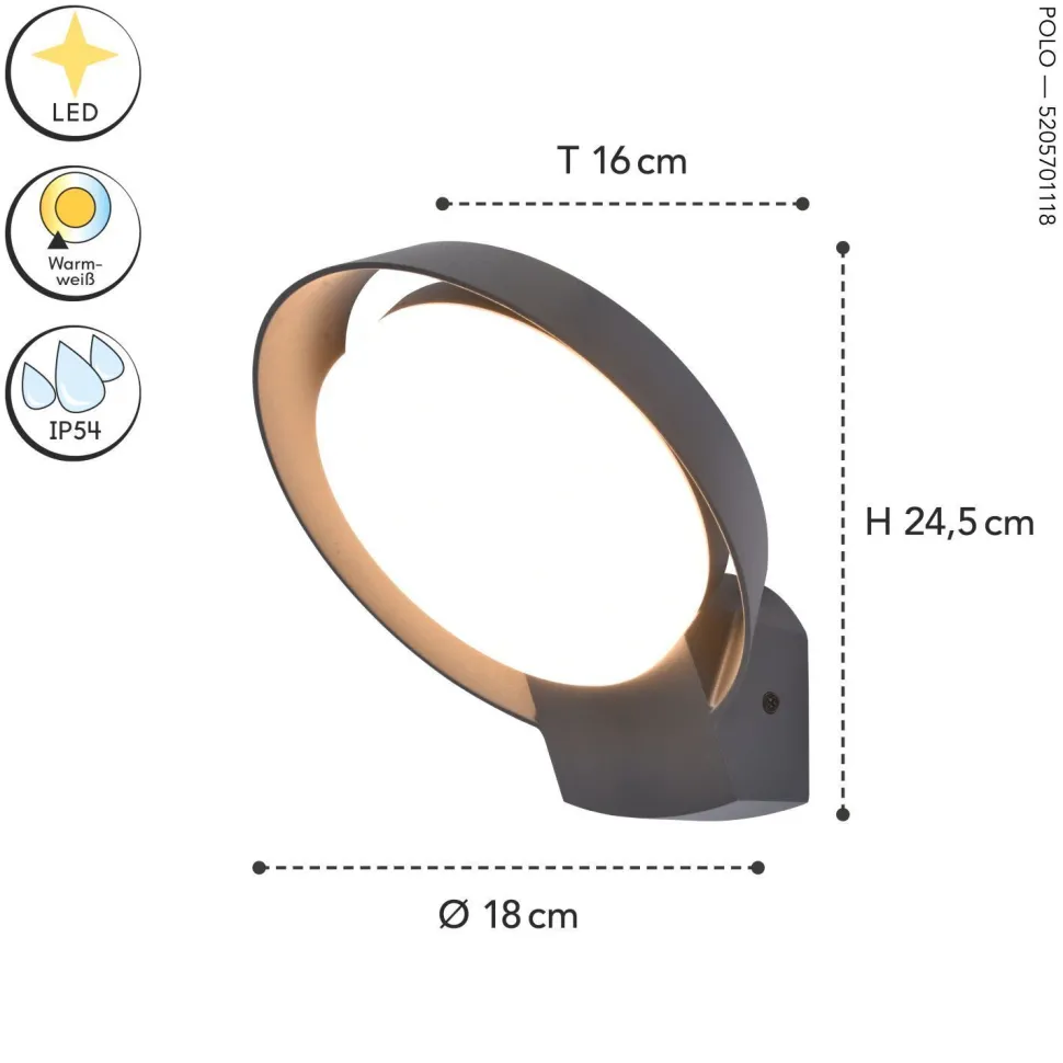 LED Außenwandlampe Aluminium IP54 15 W 1100 lm H:16 cm