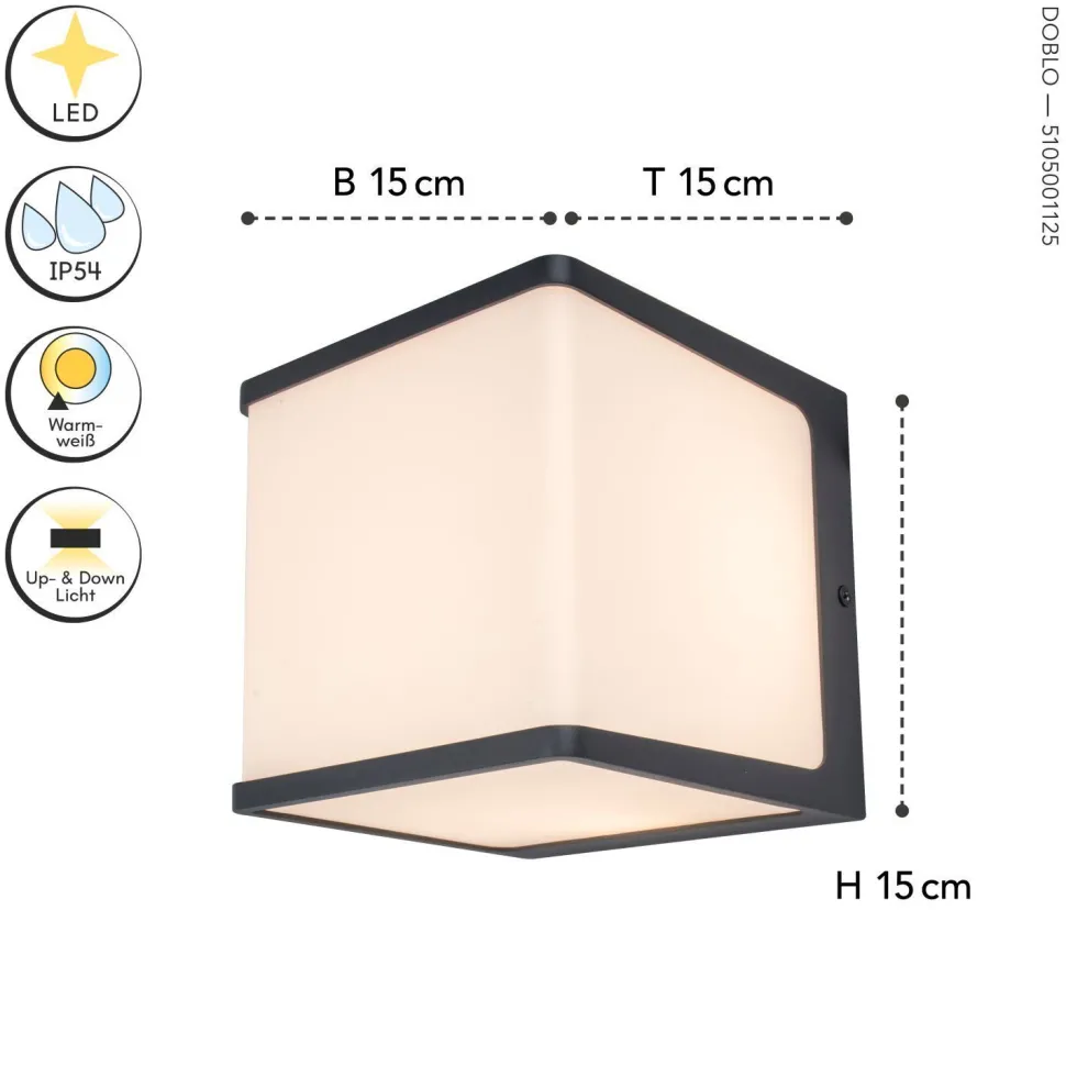 LED Außenwandlampe Anthrazit Aluminium IP54 3000 K 19 W