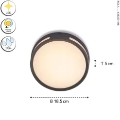 LED Außenwandlampe Anthrazit Ø18,3 cm rund IP54 3000 K