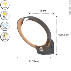 LED Außenwandlampe Bewegungsmelder IP54 16 W 1100 lm