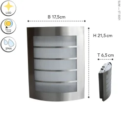 LED Außenwandlampe Edelstahl IP44 H:21,6 cm 850 lm 8 W