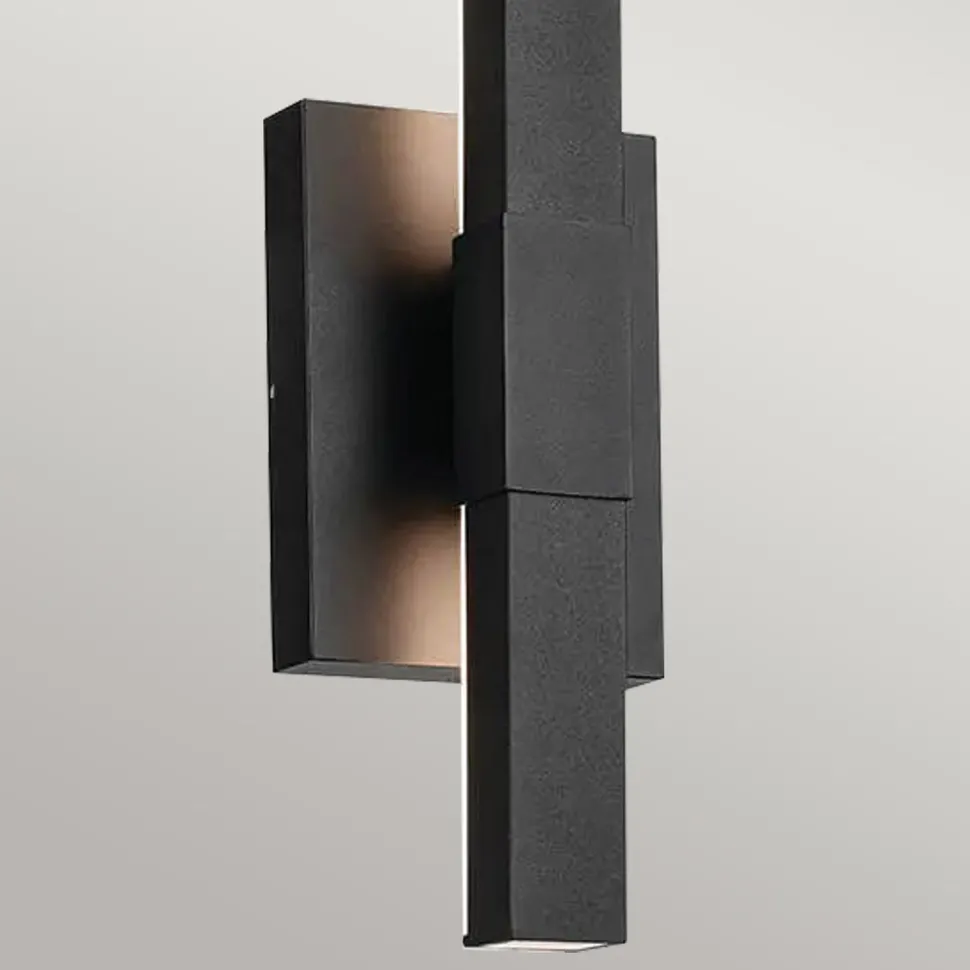 LED Außenwandleuchte Aluminium H: 56 cm IP44 Schwarz indirekt