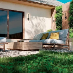 LED Außenwandleuchte Aluminium H: 56 cm IP44 Schwarz indirekt