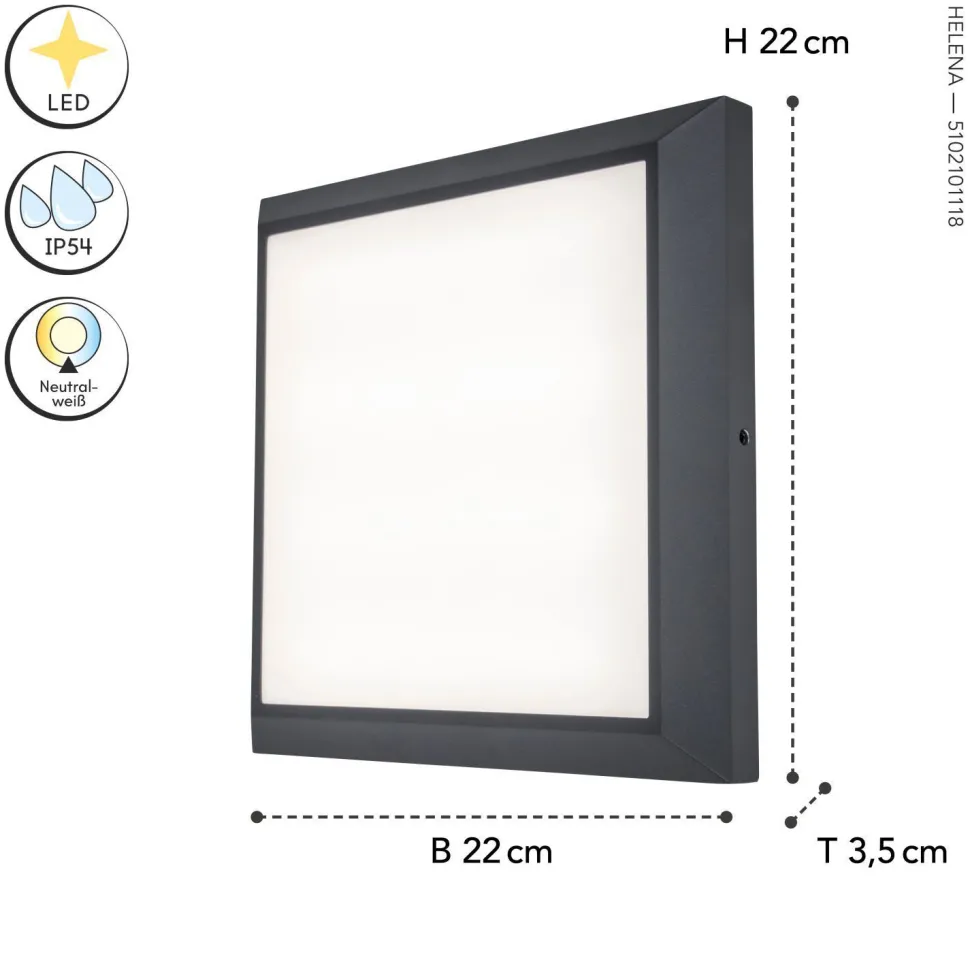 LED Außenwandleuchte Aluminium 4000 K IP54 blendarm