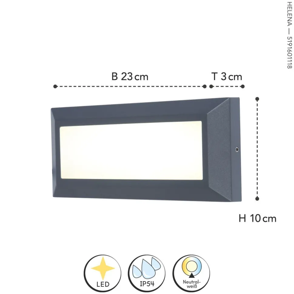 LED Außenwandleuchte Anthrazit 4000 K IP54 blendarm