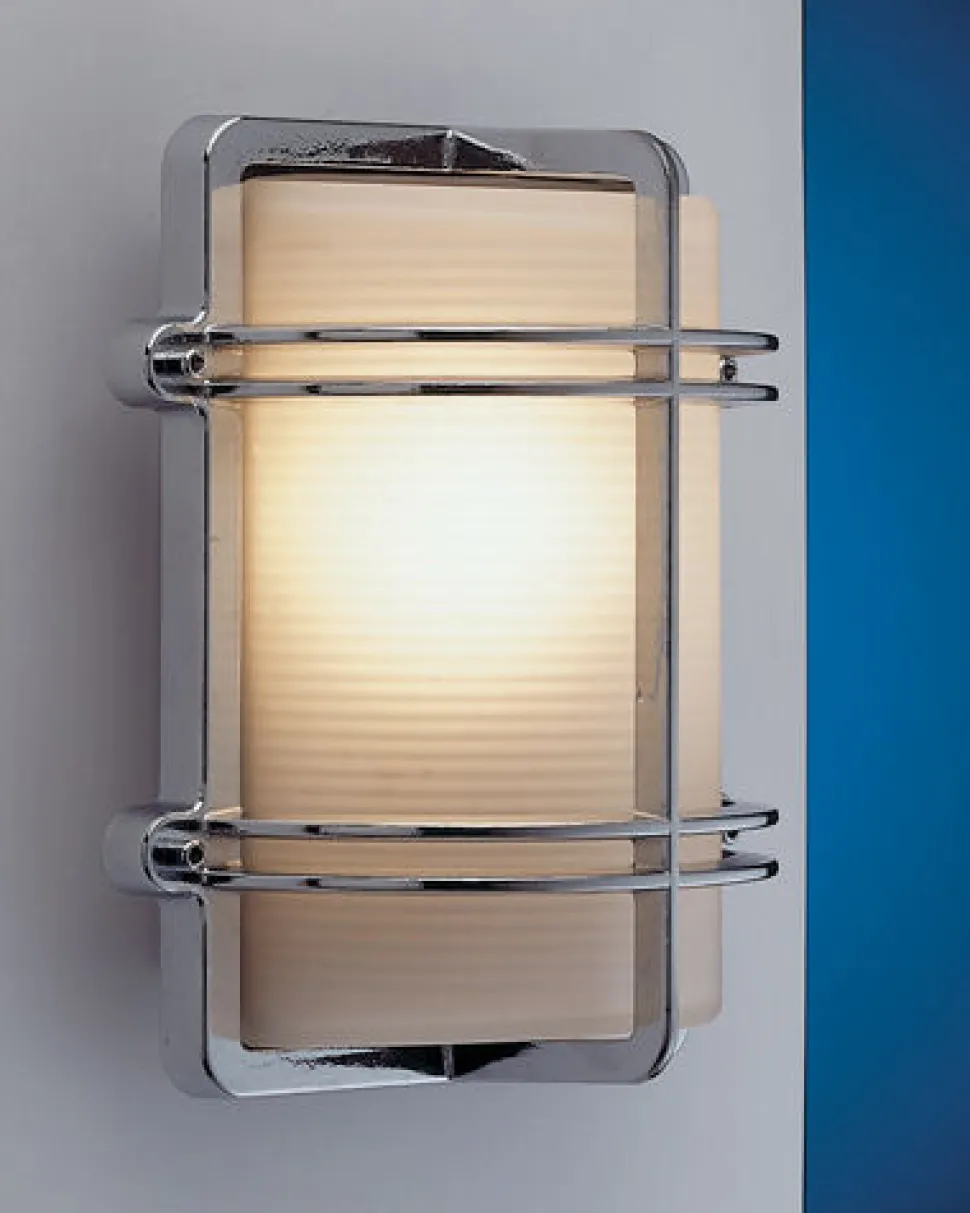 LED Außenwandleuchte Chrom Maritim IP54 Eingang
