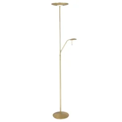 LED Deckenfluter mit Lesearm in Messing 185 cm dimmbar