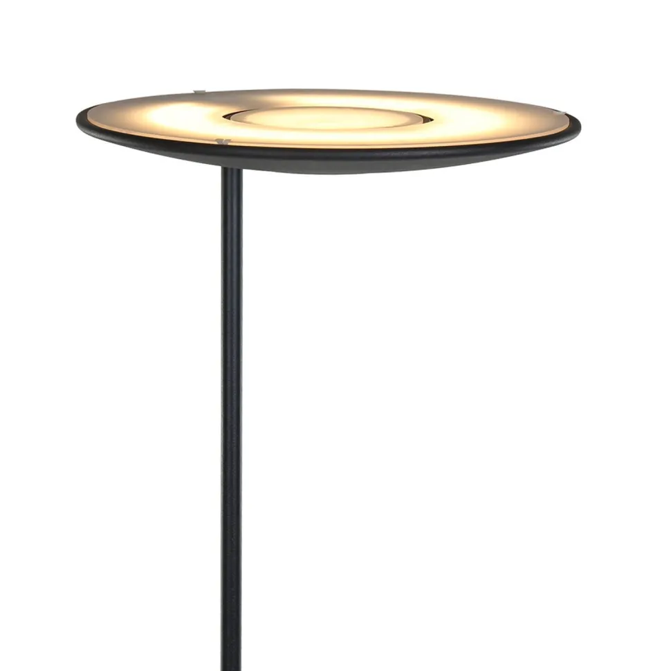 LED Deckenfluter mit Lesearm in Schwarz 185 cm dimmbar