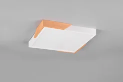 LED Deckenlampe Holz 3000 K B:31,5 cm Weiß Natur eckig