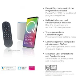 LED Deckenlampe Holz Metall Grau Ø51 cm 3720 lm dimmbar