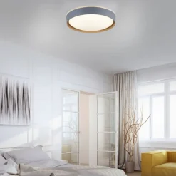 LED Deckenlampe Holz Metall Grau Ø51 cm 3720 lm dimmbar