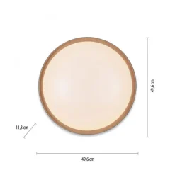 LED Deckenlampe Holz Metall Grau Ø51 cm 3720 lm dimmbar