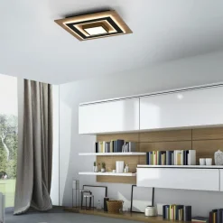 LED Deckenlampe Holz Metall 2150 lm wohnlich blendarm