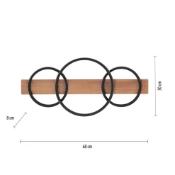 LED Deckenlampe Holz Metall Natur Schwarz 68 cm 3000 K