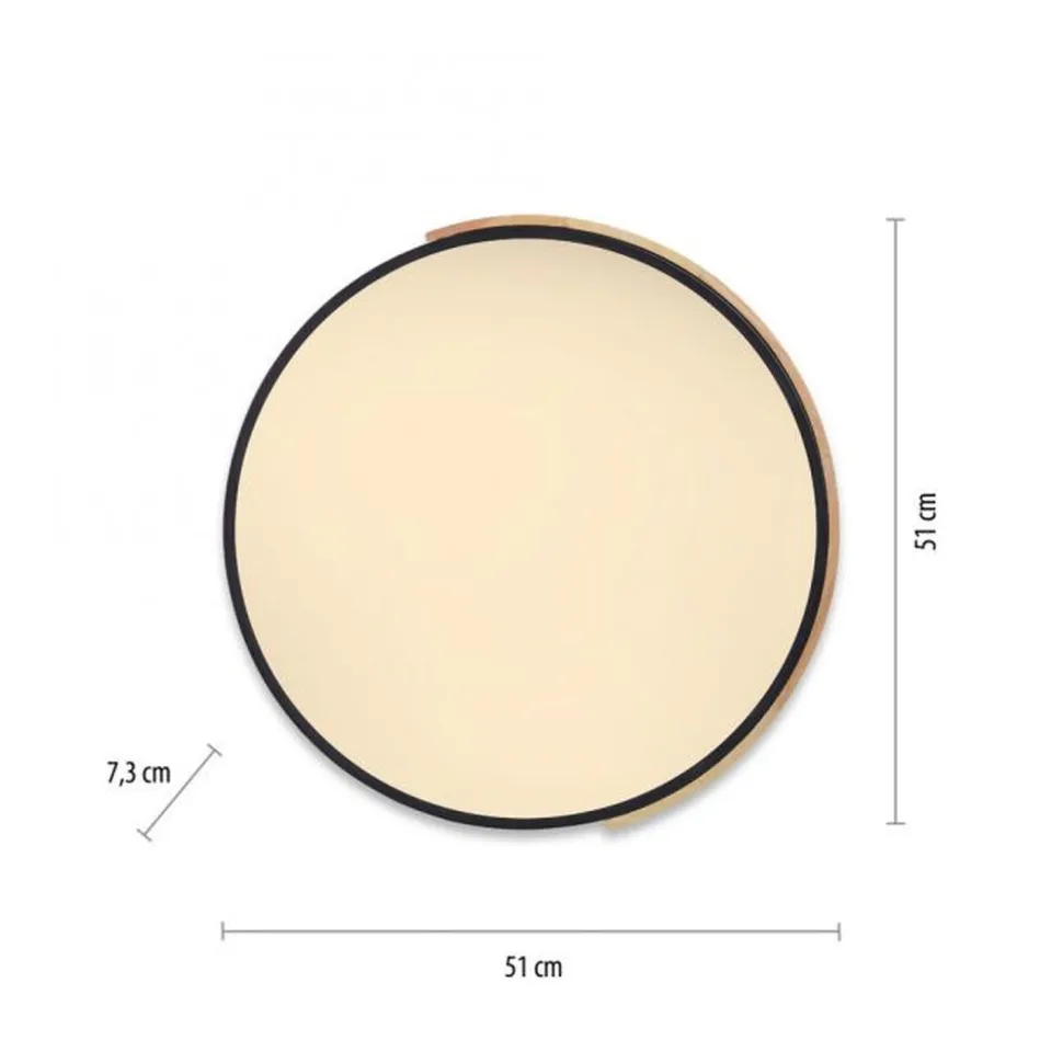 LED Deckenlampe Holz Metall Ø51 cm 35 W 3800 lm dimmbar