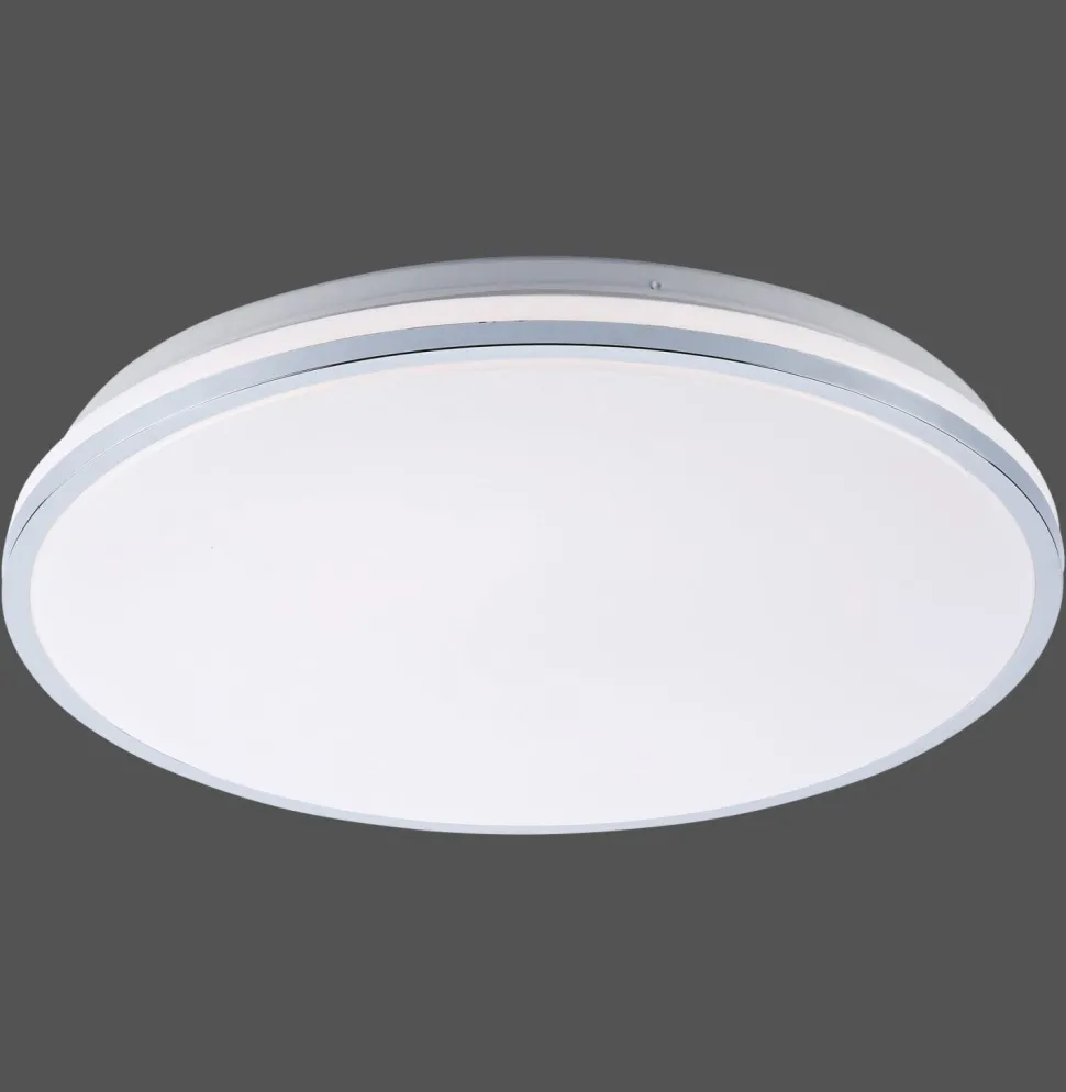 LED Deckenlampe in Chrom IP44 Ø49 cm 2500 lm blendarm
