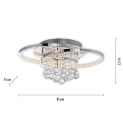 LED Deckenlampe mit Kristallanhänger in Chrom warmweiß