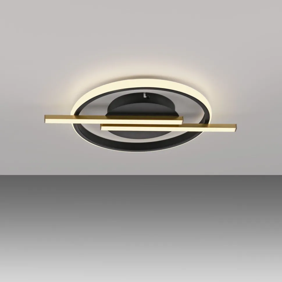 LED Deckenlampe Modern Schwarz Messing 3000 K dimmbar