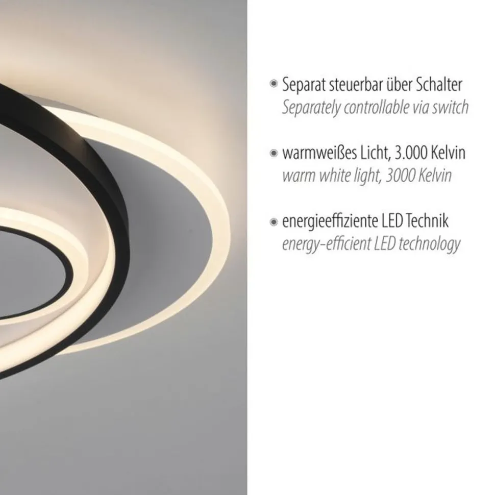 LED Deckenlampe Ringe Weiß Schwarz warmweiß 3000 K 27 W