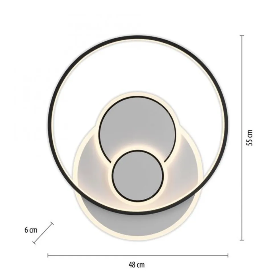 LED Deckenlampe Ringe Weiß Schwarz warmweiß 3000 K 27 W